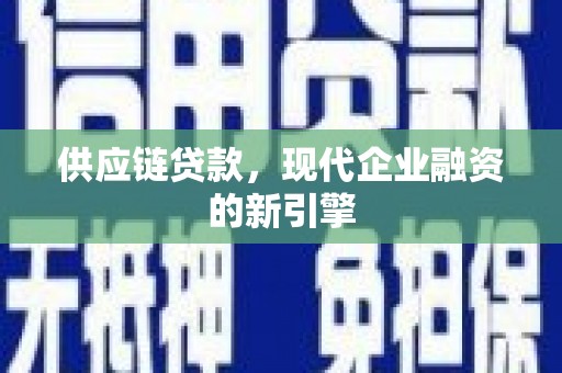 蔡甸供应链贷款，现代企业融资的新引擎