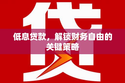 蔡甸低息贷款，解锁财务自由的关键策略