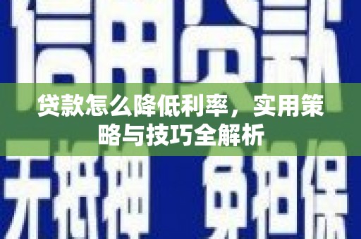 蔡甸贷款怎么降低利率，实用策略与技巧全解析