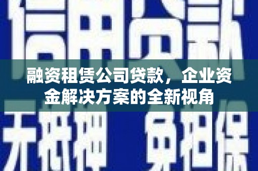 蔡甸融资租赁公司贷款，企业资金解决方案的全新视角