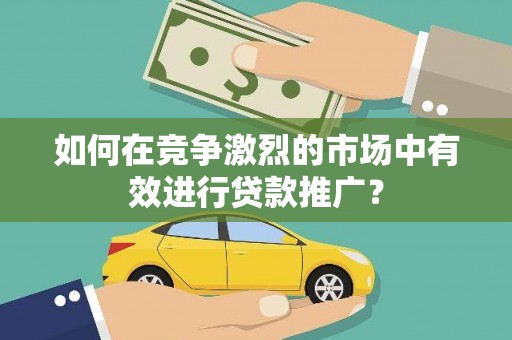 蔡甸如何在竞争激烈的市场中有效进行贷款推广？