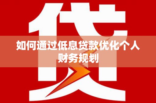 蔡甸如何通过低息贷款优化个人财务规划