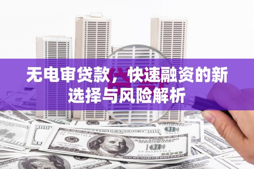 蔡甸无电审贷款，快速融资的新选择与风险解析