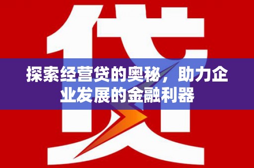 蔡甸探索经营贷的奥秘，助力企业发展的金融利器