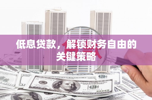 蔡甸低息贷款，解锁财务自由的关键策略