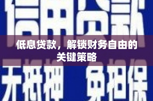 蔡甸低息贷款，解锁财务自由的关键策略