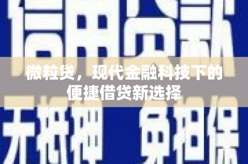 蔡甸微粒贷，现代金融科技下的便捷借贷新选择