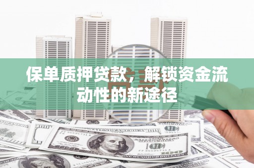 蔡甸保单质押贷款，解锁资金流动性的新途径