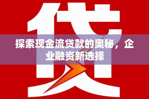 蔡甸探索现金流贷款的奥秘，企业融资新选择