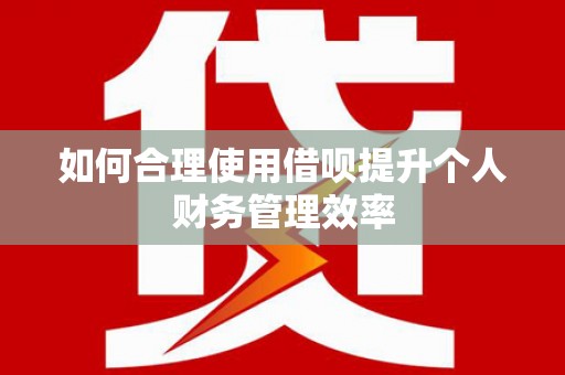 蔡甸如何合理使用借呗提升个人财务管理效率