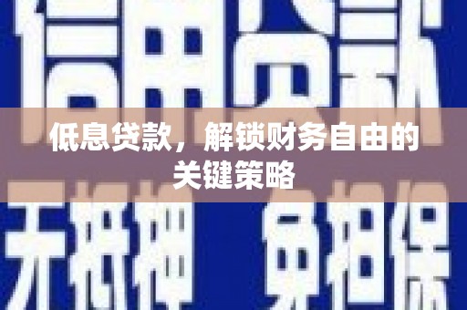 蔡甸低息贷款，解锁财务自由的关键策略