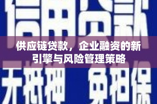 蔡甸供应链贷款，企业融资的新引擎与风险管理策略