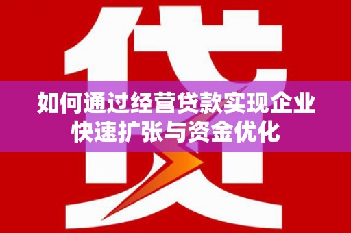 蔡甸如何通过经营贷款实现企业快速扩张与资金优化