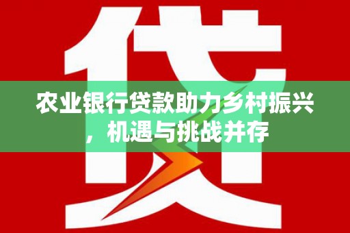 蔡甸农业银行贷款助力乡村振兴，机遇与挑战并存