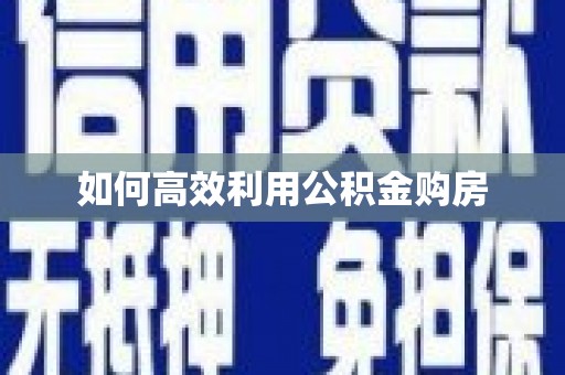 蔡甸如何高效利用公积金购房