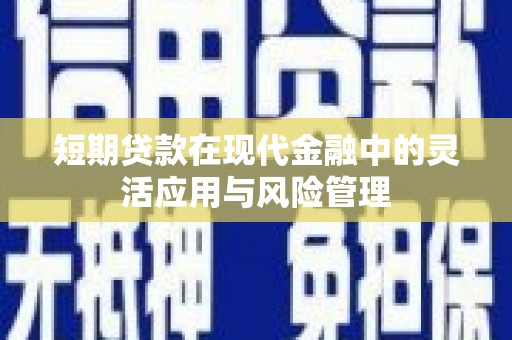 蔡甸短期贷款在现代金融中的灵活应用与风险管理