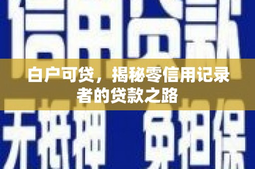 蔡甸白户可贷，揭秘零信用记录者的贷款之路