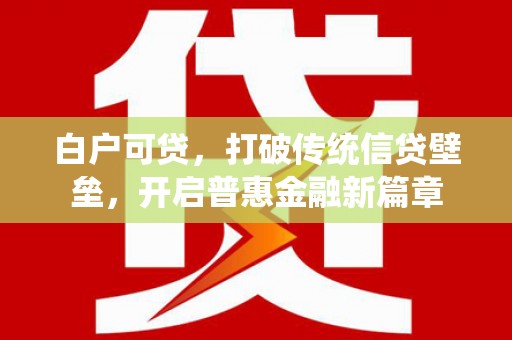 蔡甸白户可贷，打破传统信贷壁垒，开启普惠金融新篇章