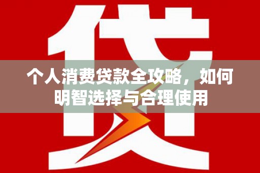 蔡甸个人消费贷款全攻略，如何明智选择与合理使用