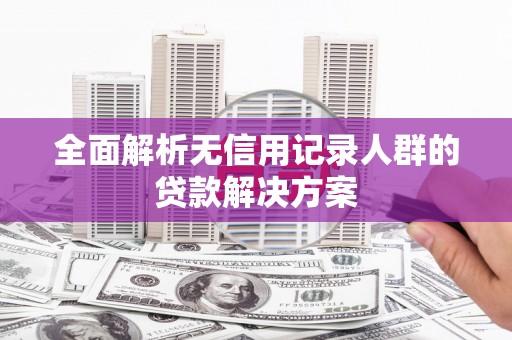 蔡甸全面解析无信用记录人群的贷款解决方案