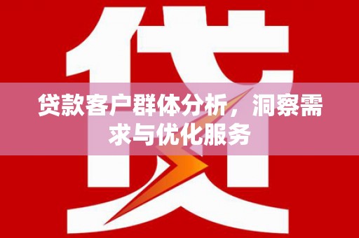 蔡甸贷款客户群体分析，洞察需求与优化服务